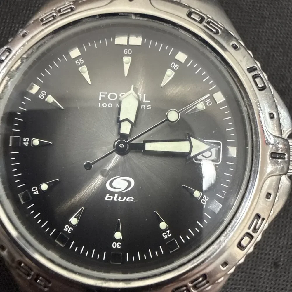 Vintage Mens Fossil AM-3624 Produced 3/4/03 New Battery 7.5” Band 40mm Case (Z6)